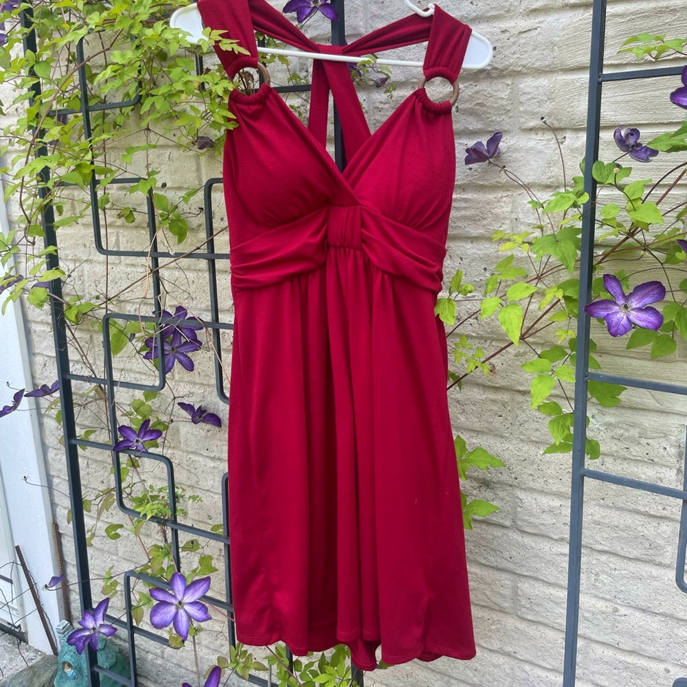 Hot Red Dress | Wooden Ring Straps